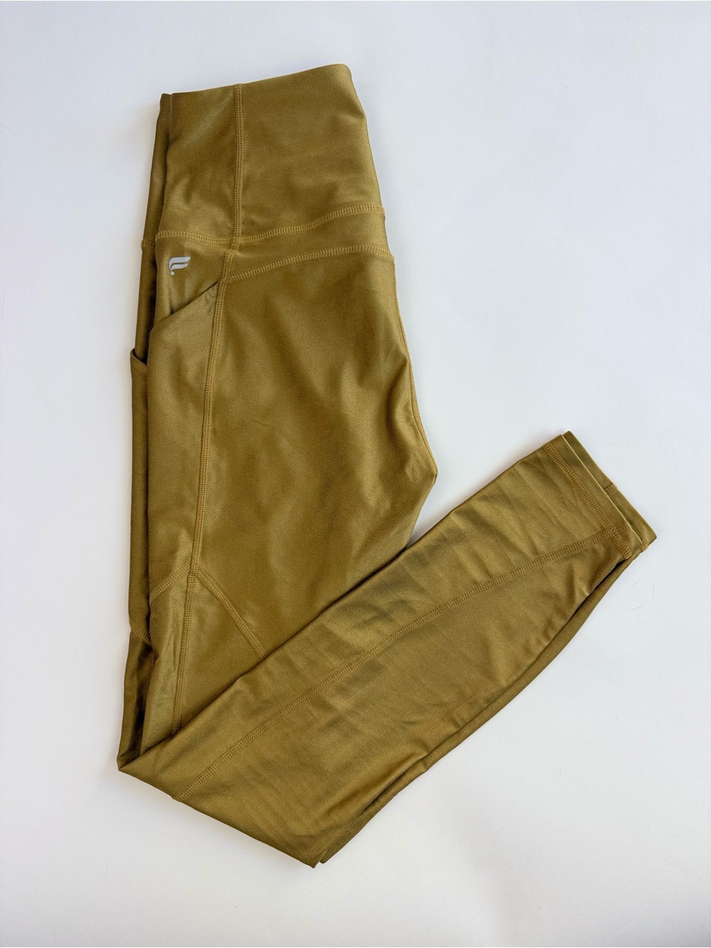 Fabletics Oasis High-Waisted Shine 7/8 Legging Bronze Mist Shine Gold Size S